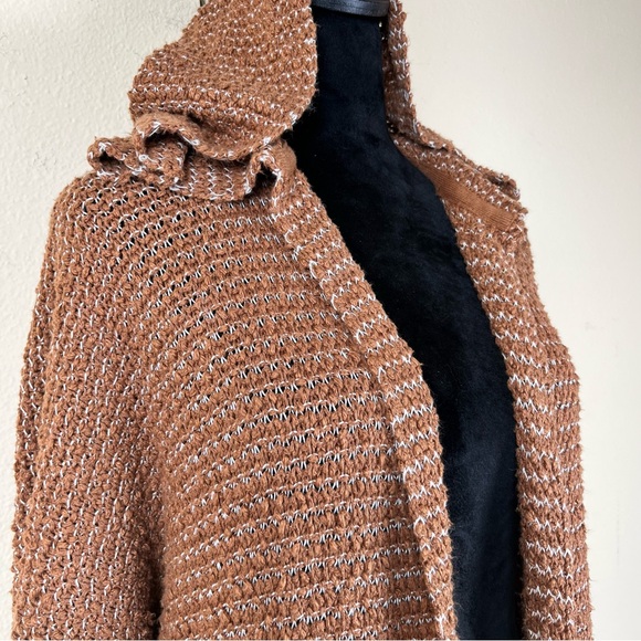 Free People Sweater Women’s M Brown Love Me Tender Cardi Boho Knit Fringe - Picture 6 of 16